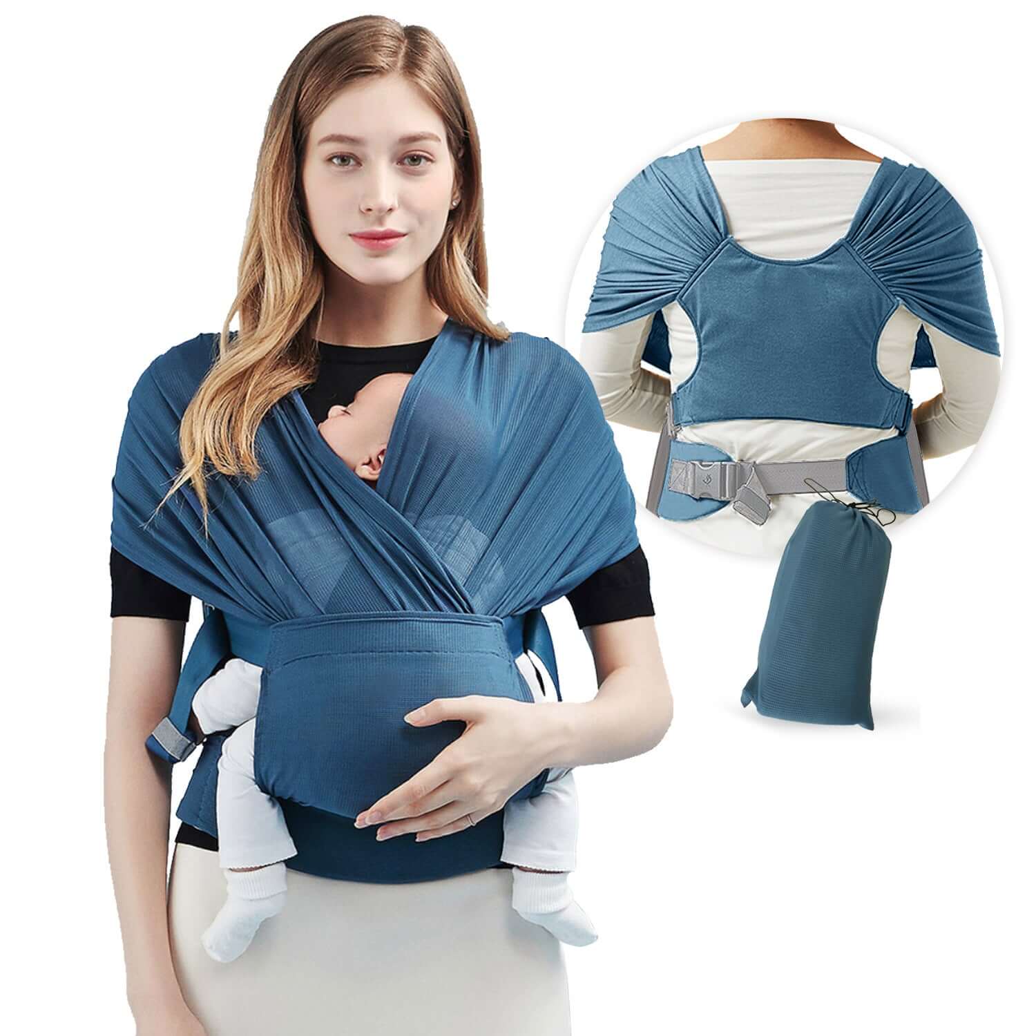 Clariom Baby Sling Carrier – Stretchy Wrap Without Rings or Buckles (35 lbs Max)