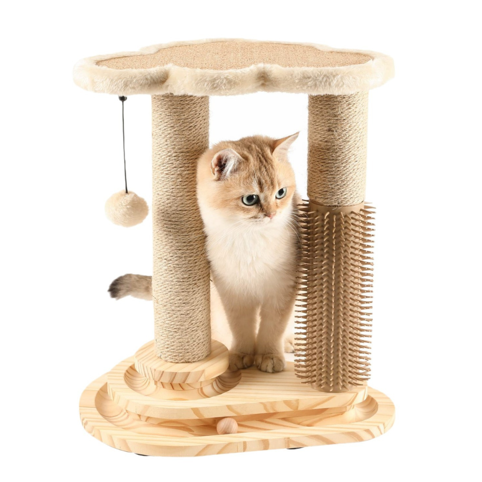 Clariom Cat Scratching Post – Sisal Tower with Groomer & Toys