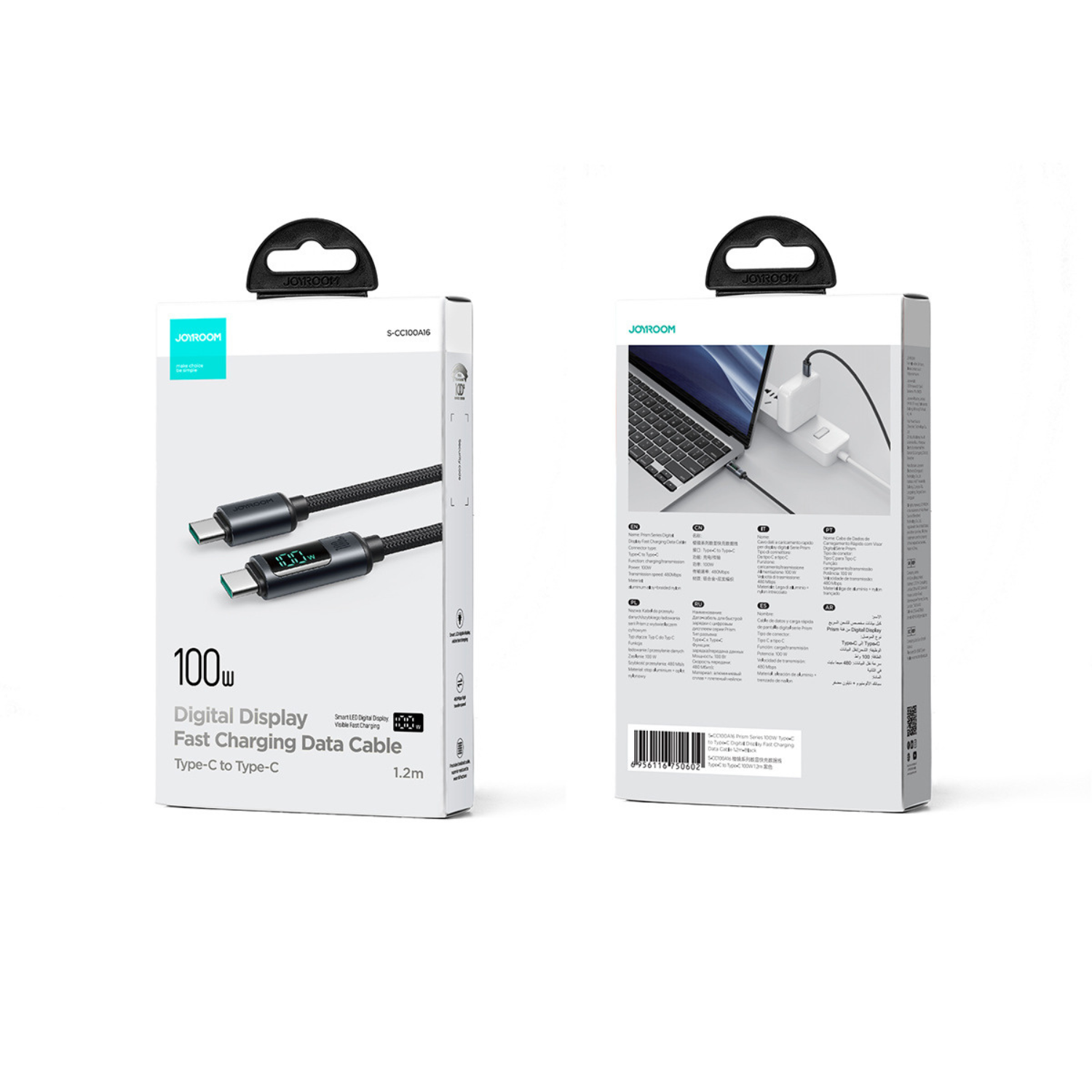 Clariom USB-C Cable with LED Display – 100W Fast Charging & Data Sync
