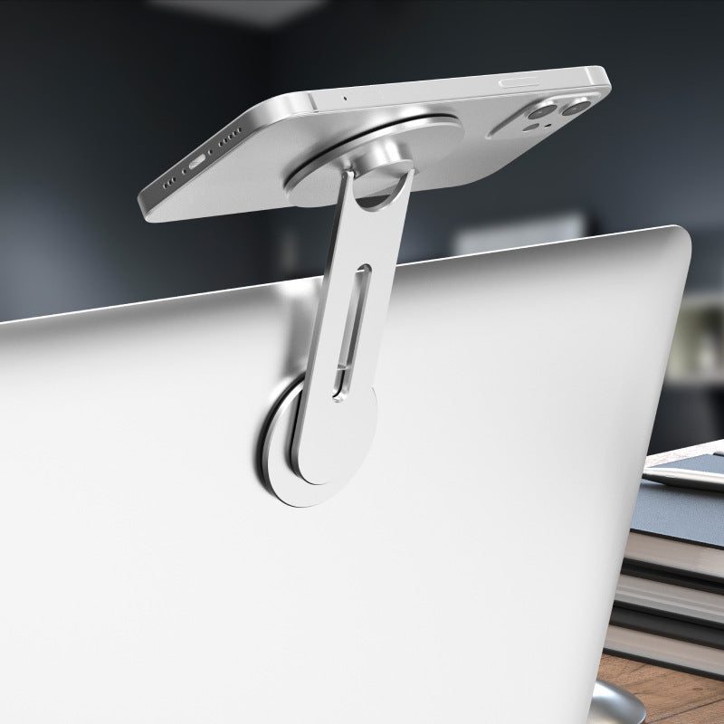 Clariom Magnetic Laptop Phone Holder – Foldable MagSafe Mount for iPhone 12–15