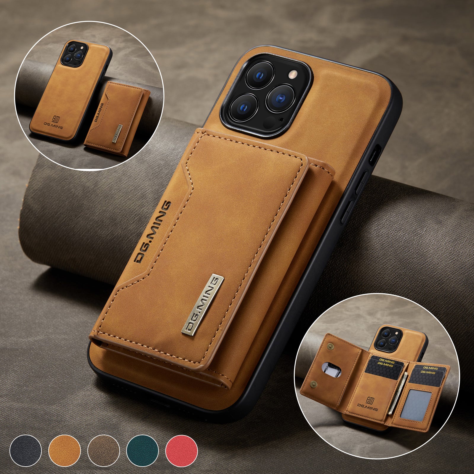 Clariom 2-in-1 iPhone Leather Wallet Case – Detachable Card Holder Cover