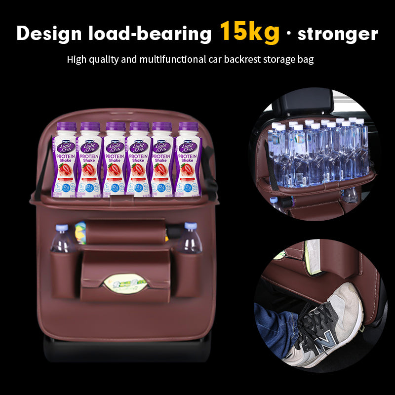 Car Back Seat Organizer with Foldable Table – Multi-Pocket Storage Bag