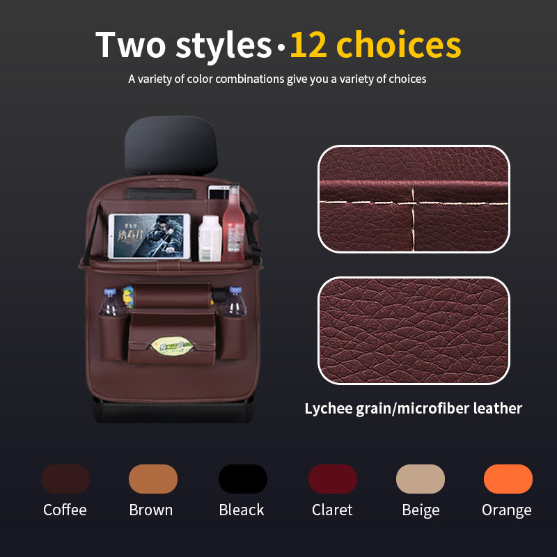 Car Back Seat Organizer with Foldable Table – Multi-Pocket Storage Bag