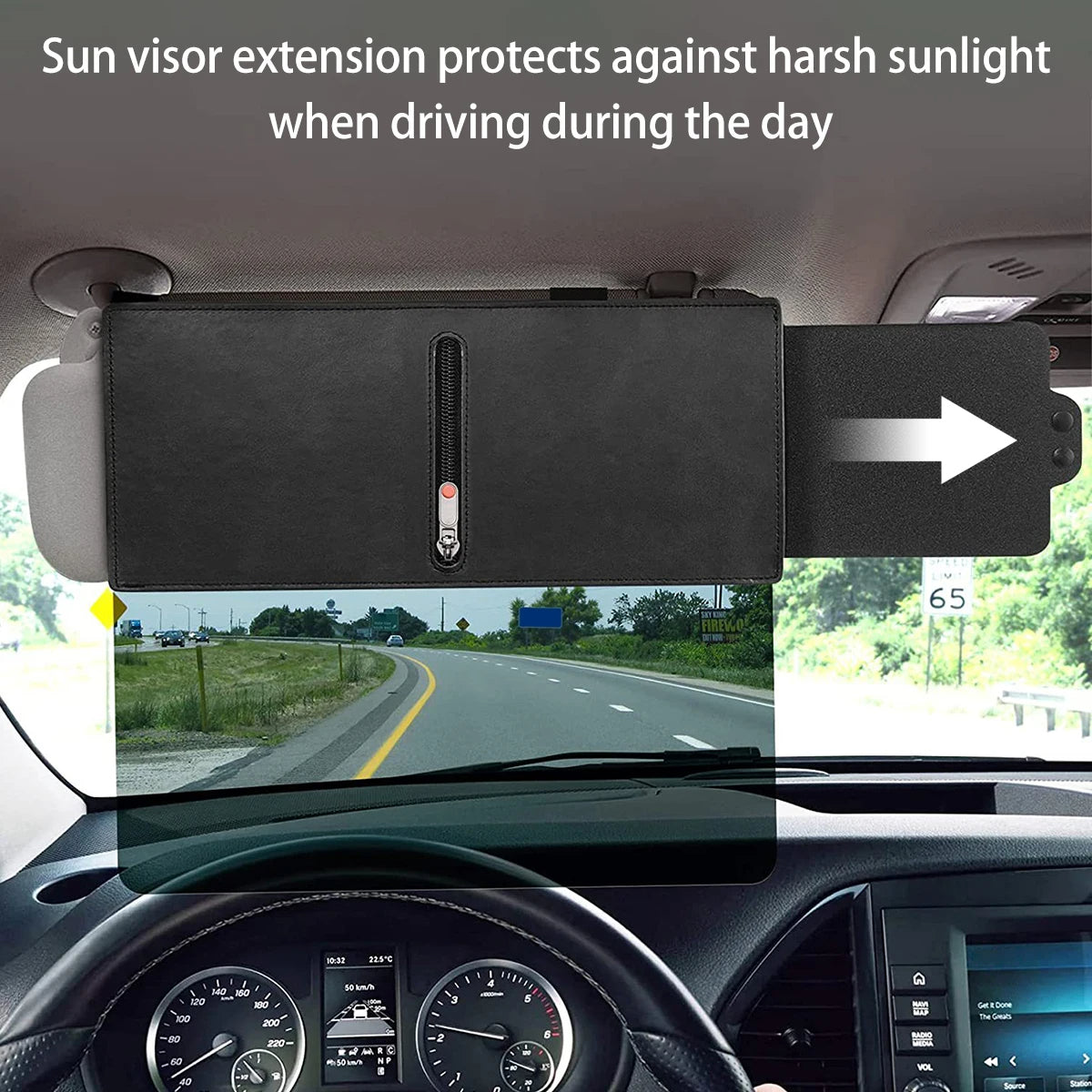 Sun Visor Extender For Cars – Anti-Glare Polarized Sun Blocker